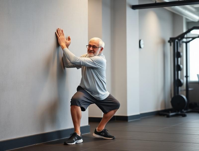 Wandstütz-Kniebeugen - Übungsanleitung Schritt 3